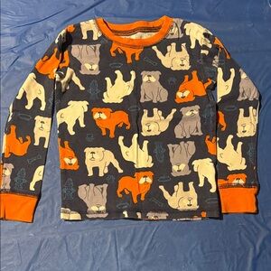 Kids Bulldog Print Pajama Top - Orange and Gray